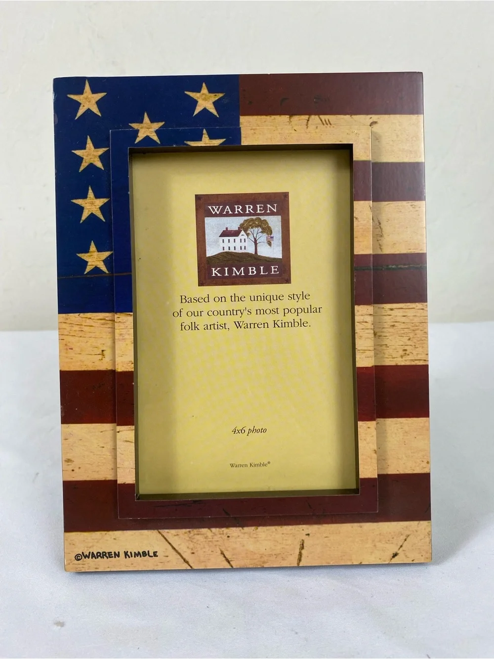 Warren Kimble Americana Star & Stripe Picture Frame - Red, Blue & Cream 4x6